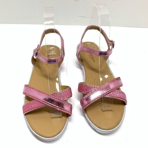 Nanette Lepore Girls Rose Pink Open Toe Straps White Sole Sandals Size US 3 - Picture 3 of 7